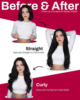 Moresoo jet black extensions add natural density for a voluminous finish.
