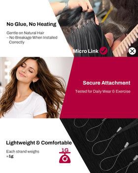 Moresoo microlink extensions worn for fuller look in daily wear.