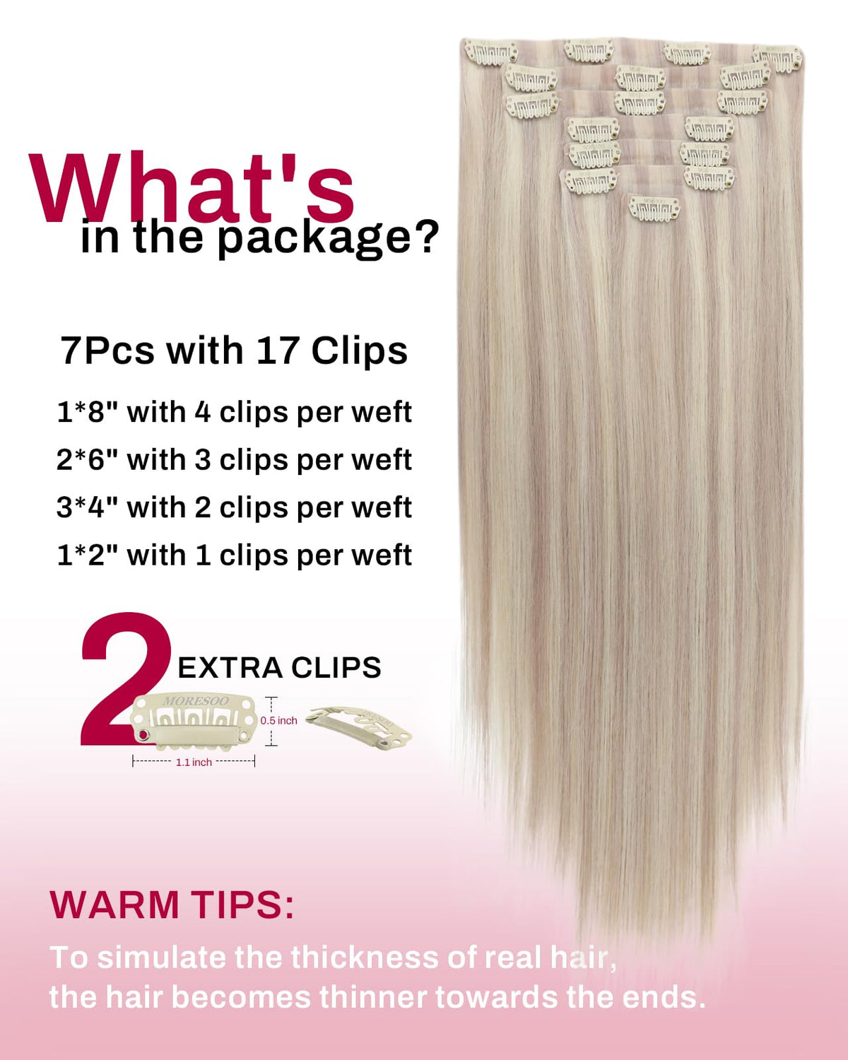Moresoo invisible pure weft design sits flat for discreet volume.