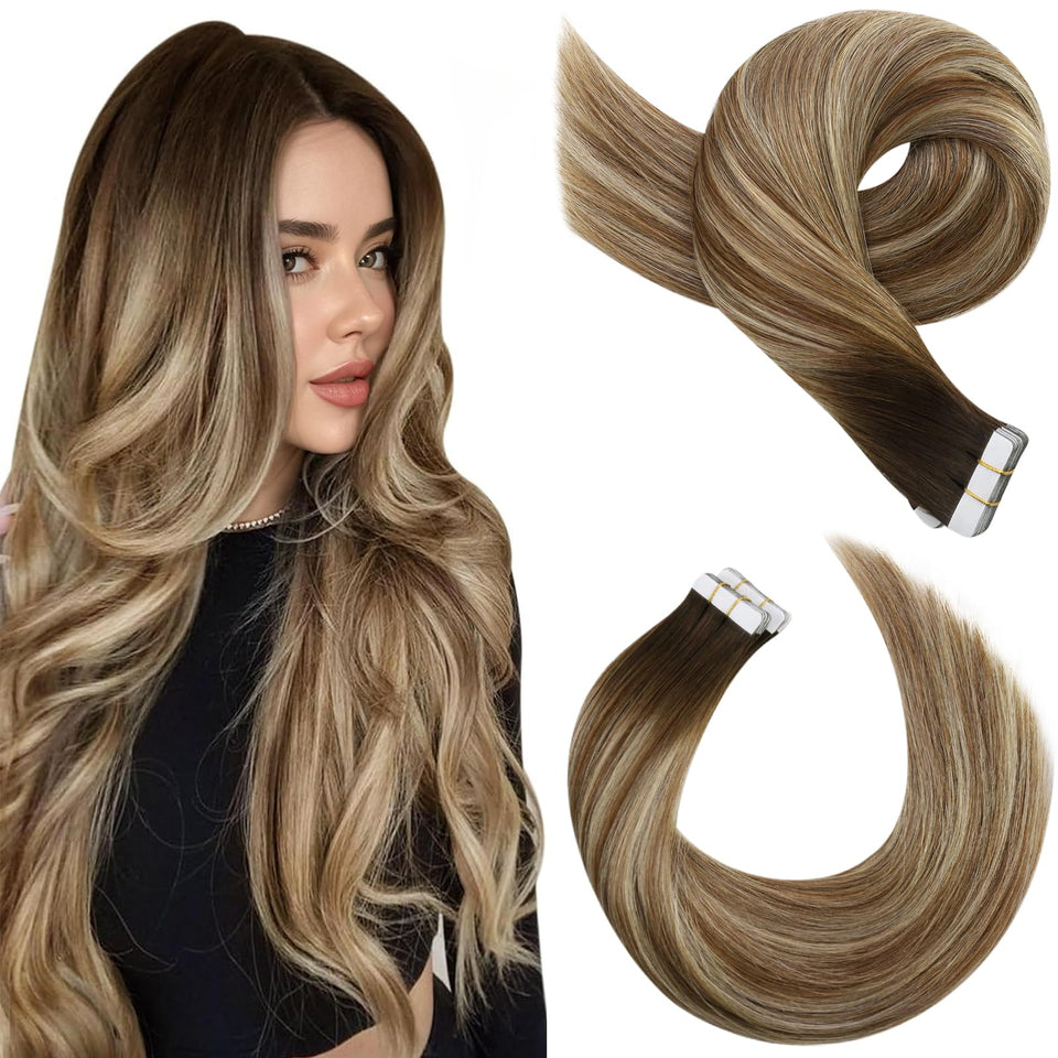 Moresoo tape-in extensions in ombre balayage blend naturally for added length