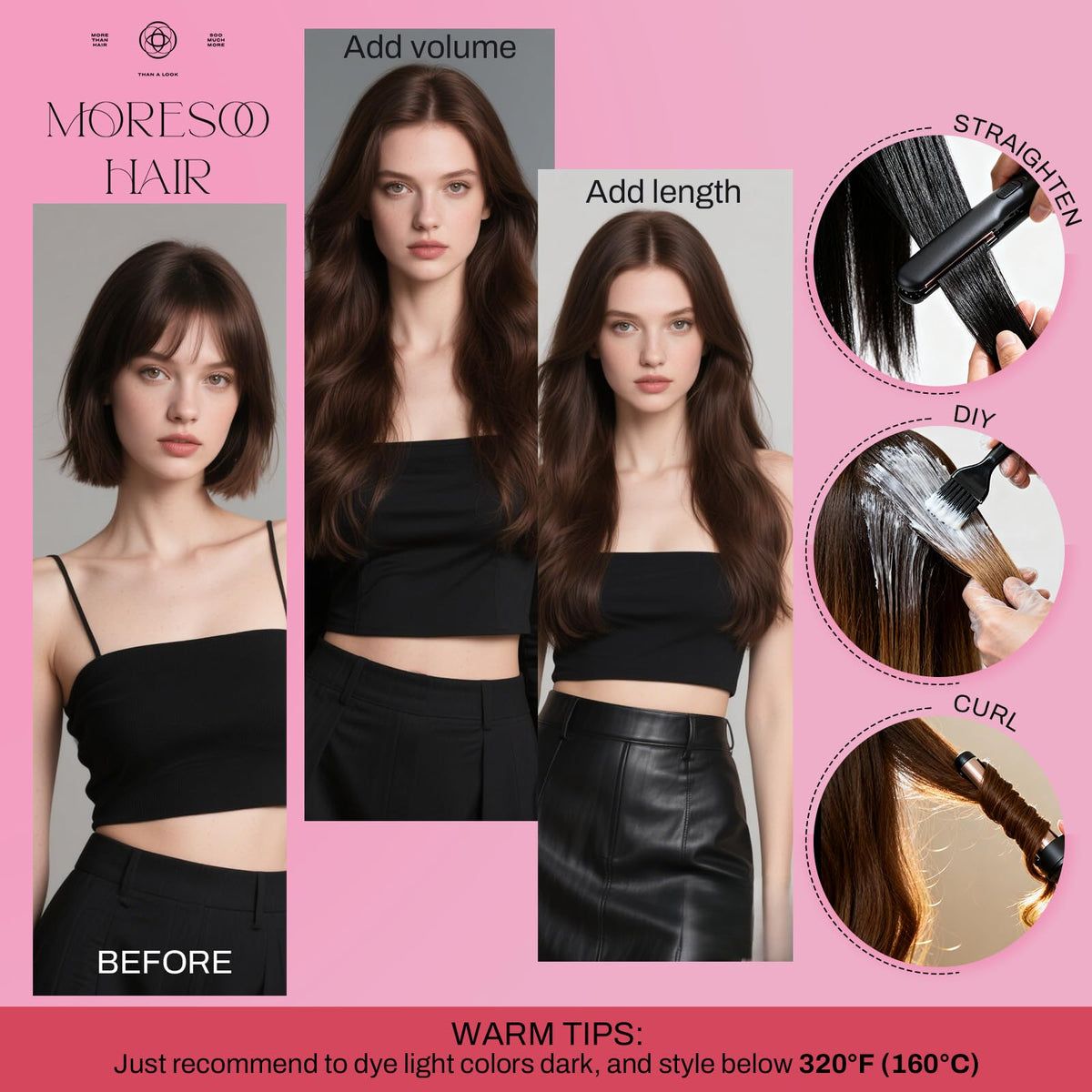 Moresoo tape-in extensions in packaging with pre-applied tape