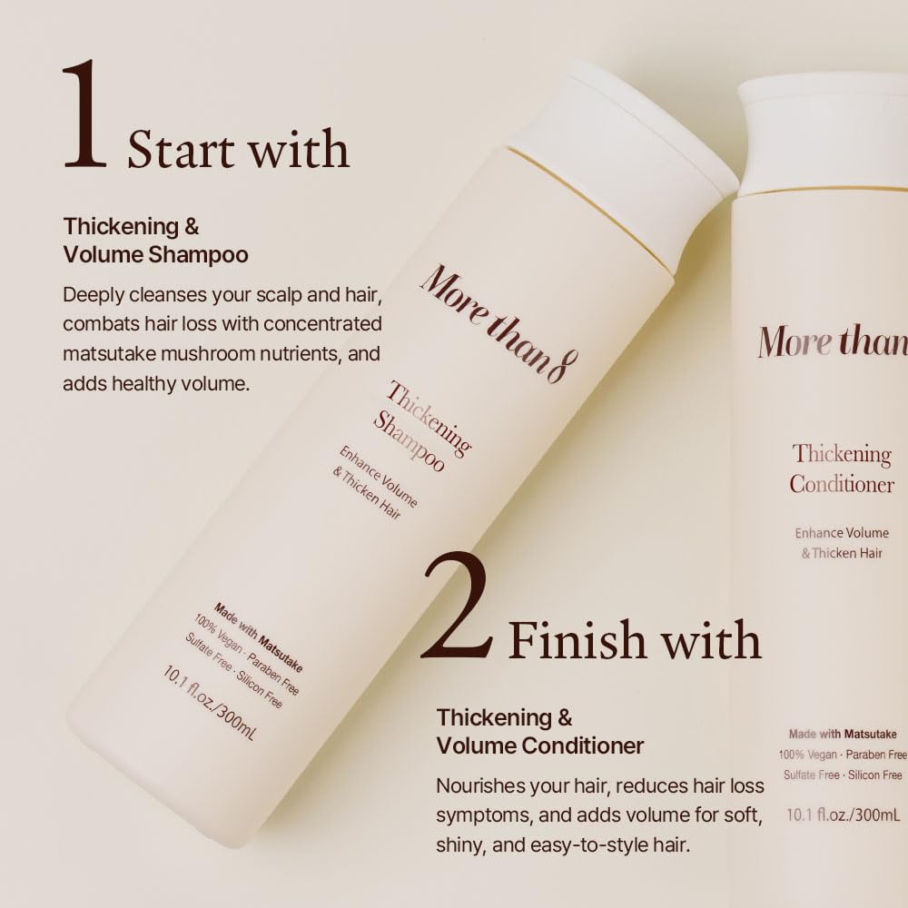 Morethan8 bottle in shower demonstrates daily-use routine