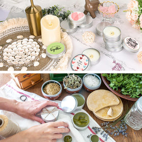 Moretoes versatile tin for ointments, candles, tea, or beads.