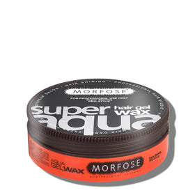 Morfose Super Aqua Hair Gel Wax bottle showing strong hold and shine.