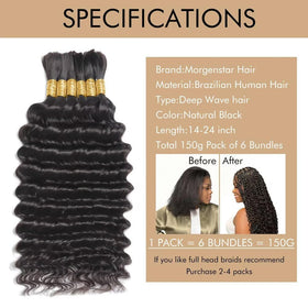 MORGENSTAR Brazilian Remy braiding hair with soft curls blends naturally.