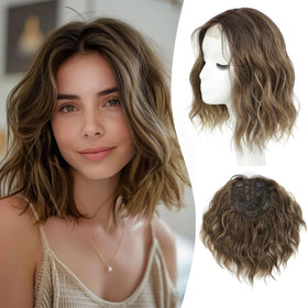 MORICHY 10-inch topper close-up shows natural lace hairline for seamless blending.