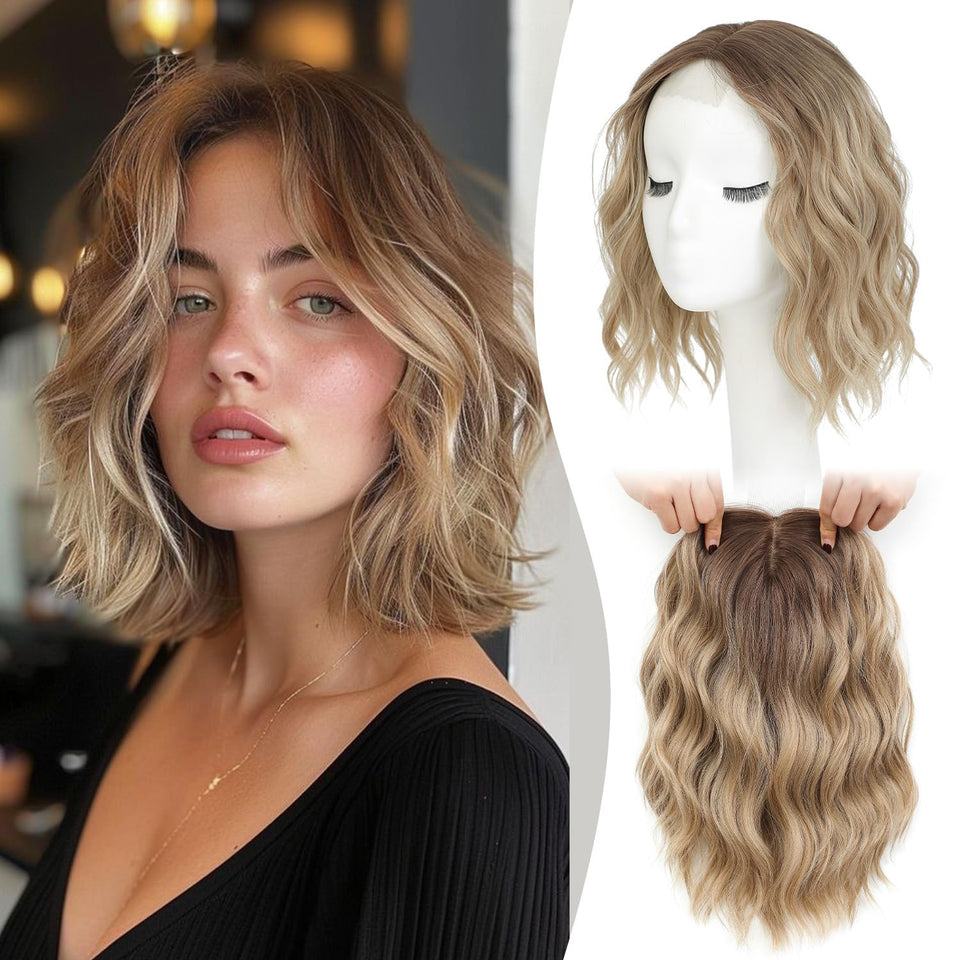 MORICHY short-wavy 10-inch topper front view blends hair for natural volume.