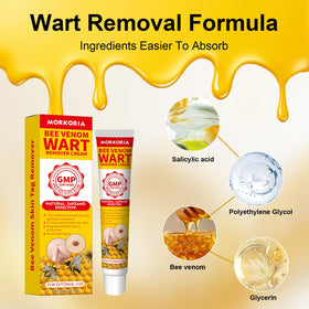 MORKORIA Wart removal application close-up showing easy-to-use texture.