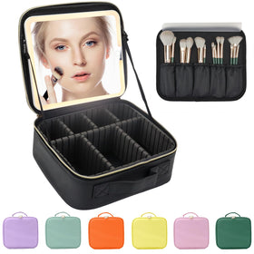 MORMID makeup bag with LED mirror closed view for portable cosmetic storage