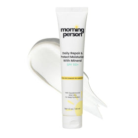 Morning Person Daily Repair Moisturizer SPF 50+ bottle shown for daily sun protection