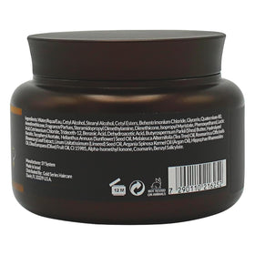 Moroccan Gold Series argan oil mask ingredients signaling nourishing shine for dry hair.