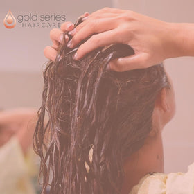 Moroccan Gold Series curly hair shows soft shine after mask use.