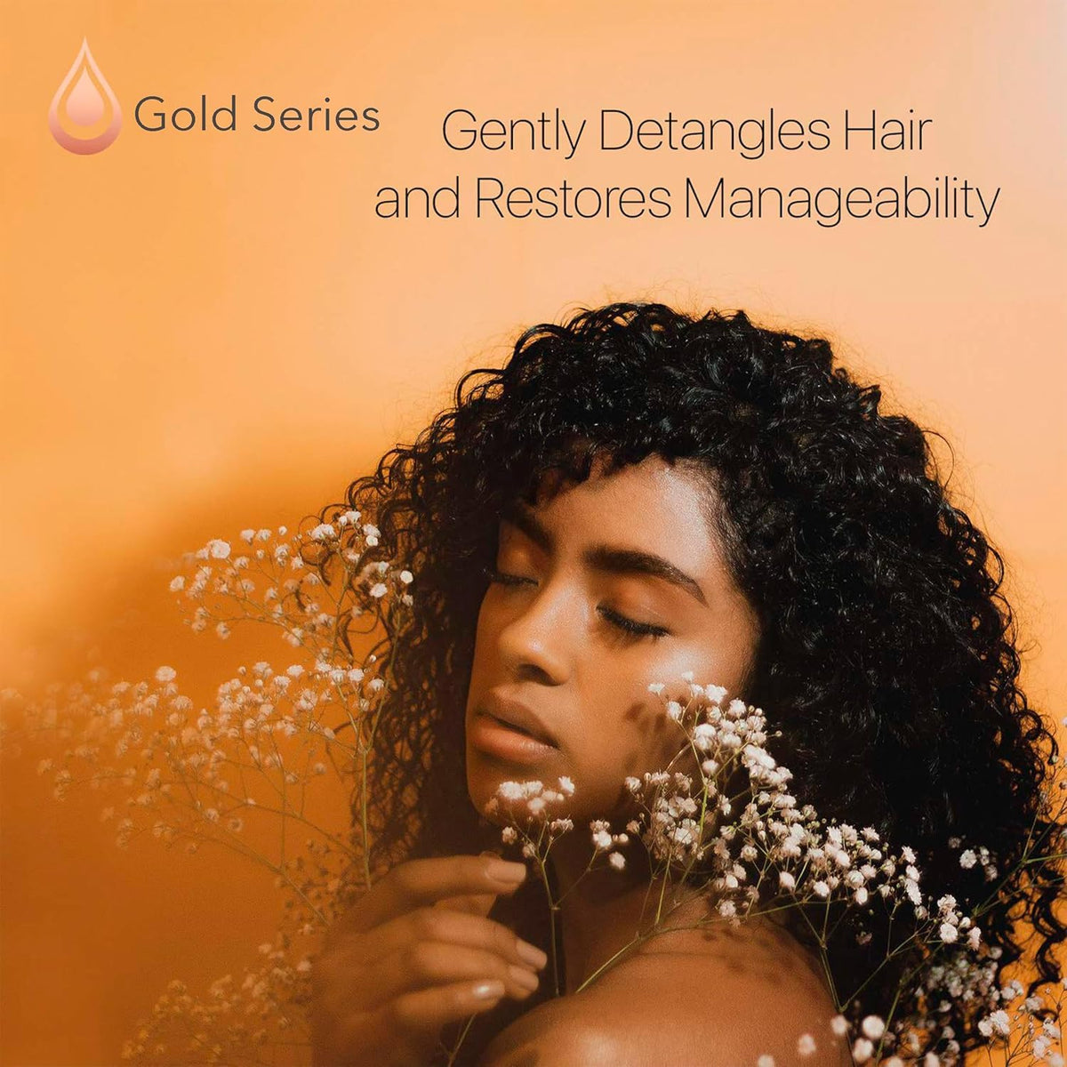 Moroccan Gold Series universal leave-in spray; enhances manageability for all hair types.