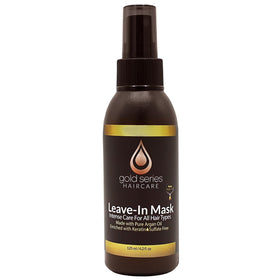 Moroccan Gold Series leave-in mask bottle; detangling and moisture protection.