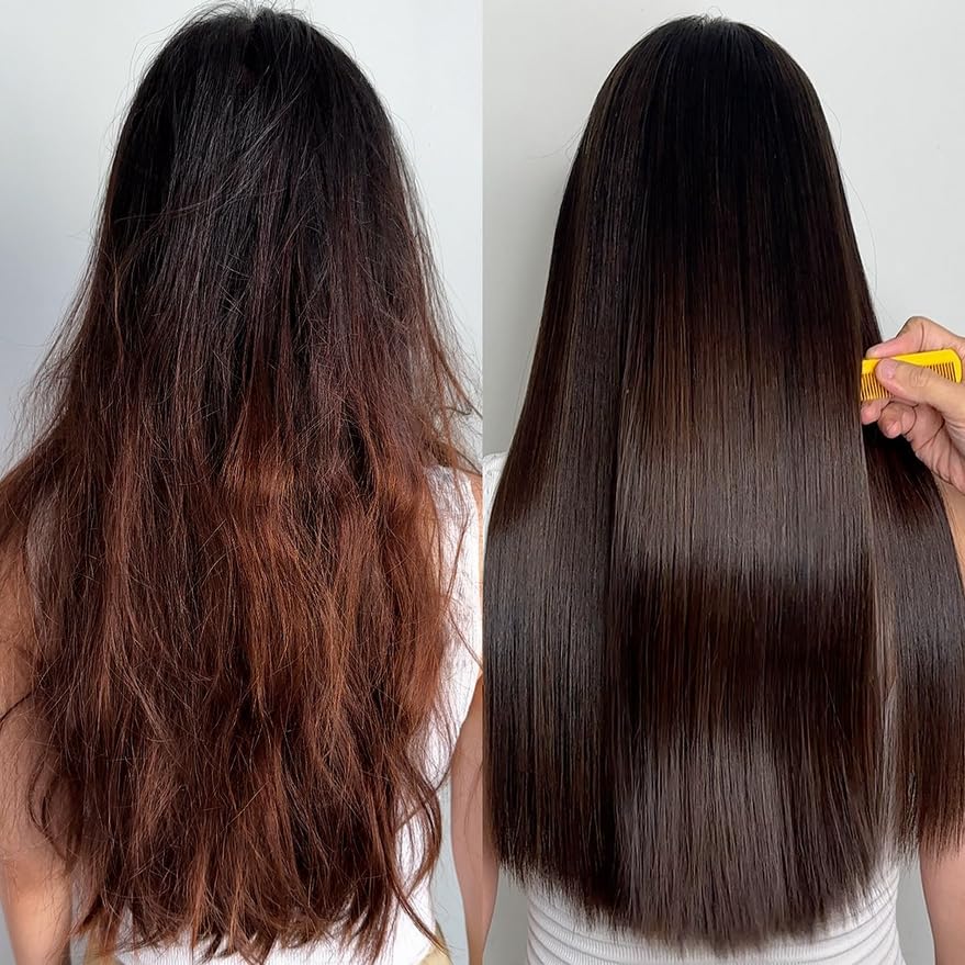 Bottle with Moroccan Keratin and glossy hair finish