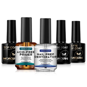 Morovan nail dehydrator 15ml bottle ready to remove oils for better adhesion.