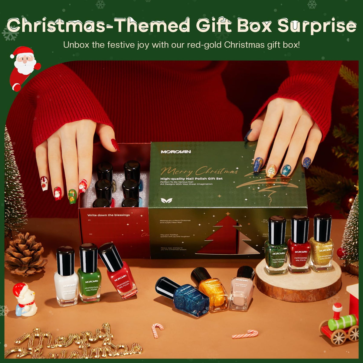 Morovan nail polish gift packaging as a thoughtful winter present.
