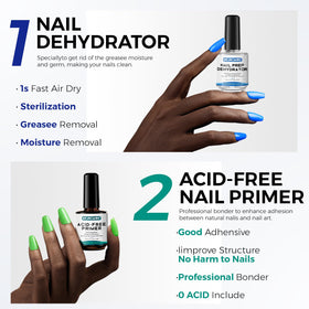 Morovan acid-free primer 15ml boosts adhesion for durable manicures.