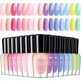 Morovan Pastel Nail Polish Set front view shows 15 spring shades for fresh looks