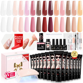 Morovan poly gel kit color swatches show vibrant hues for home manicures