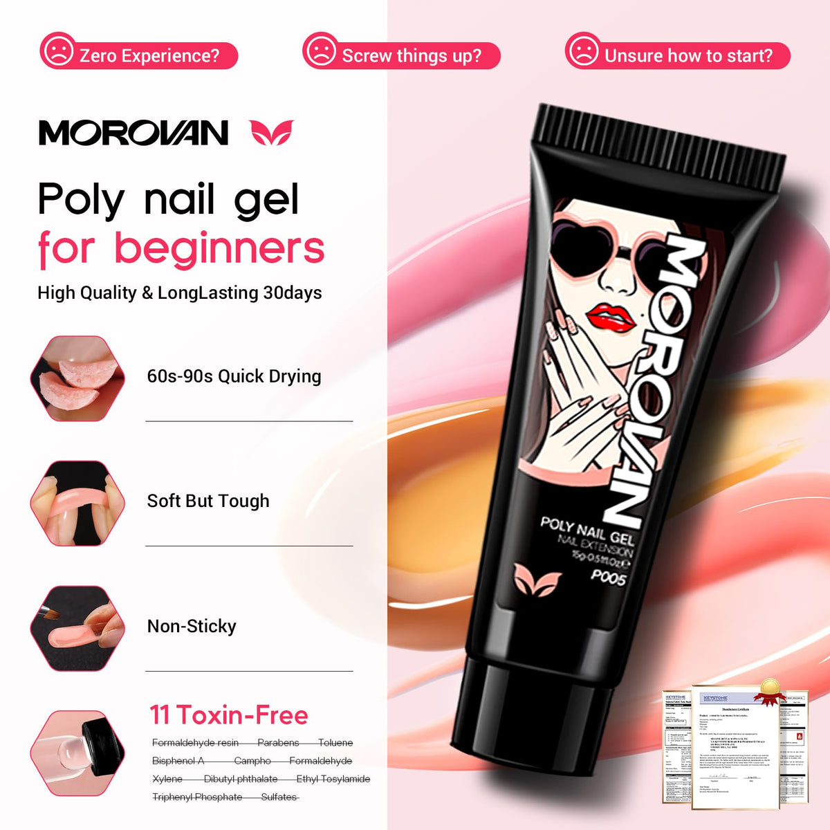 Morovan poly gel kit slip solution bottle aids smooth gel shaping