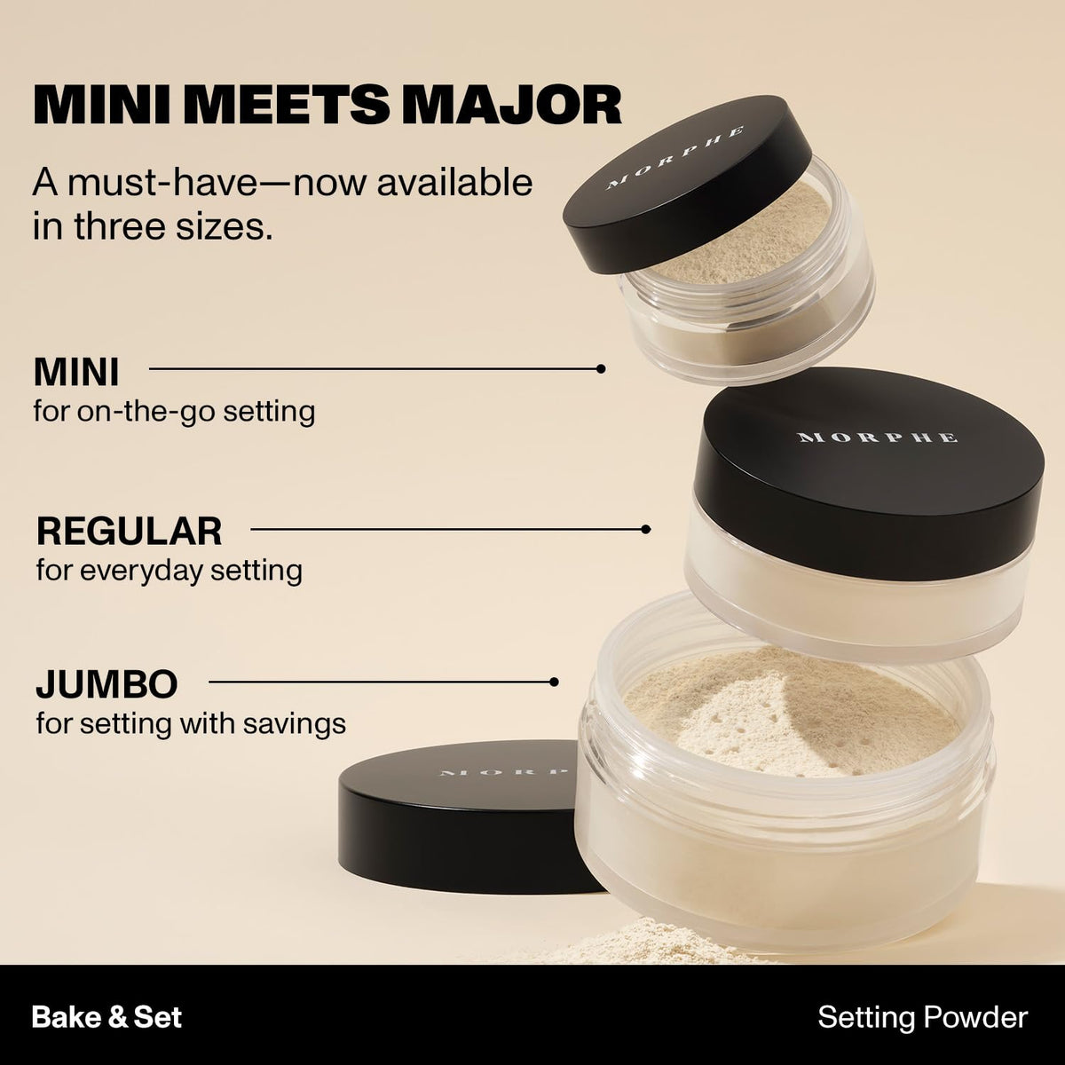 MORPHE Bake & Set packaging shot highlighting travel-friendly jar