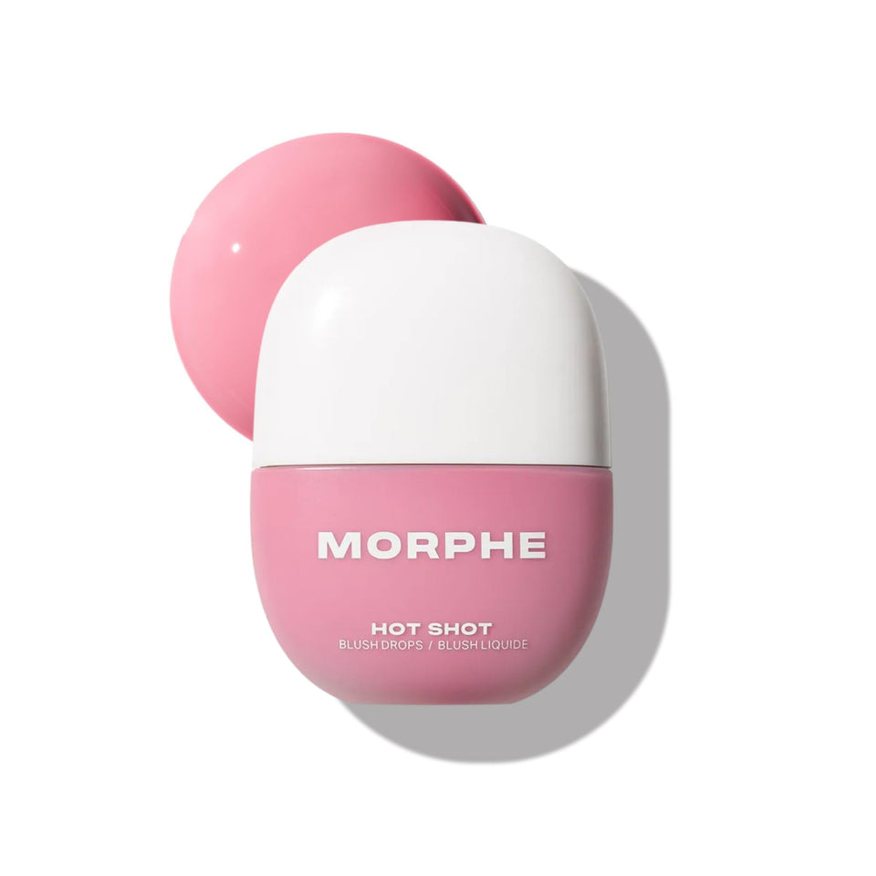 Morphe Hot Shot Blush Drops bottle close-up showing hydrating liquid formula
