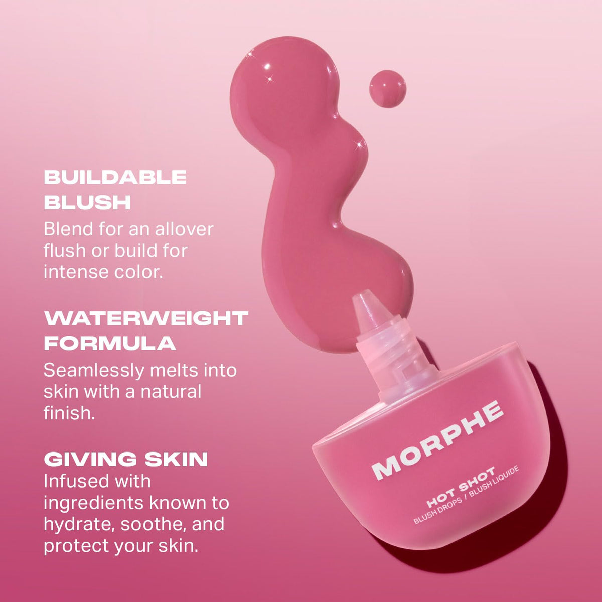 Morphe Hot Shot Blush Drops with niacinamide ingredients highlighted