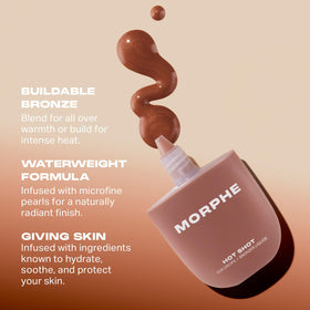 Morphe Hot Shot Sun Bronzing Drops on brush for easy application