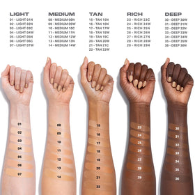 Morphe Lightform Dewy Foundation setting powder shot for extended wear.