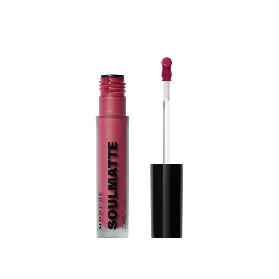 MORPHE Soulmatte Velvet Lip Mousse Bella in bold color with Vitamin E hydration.