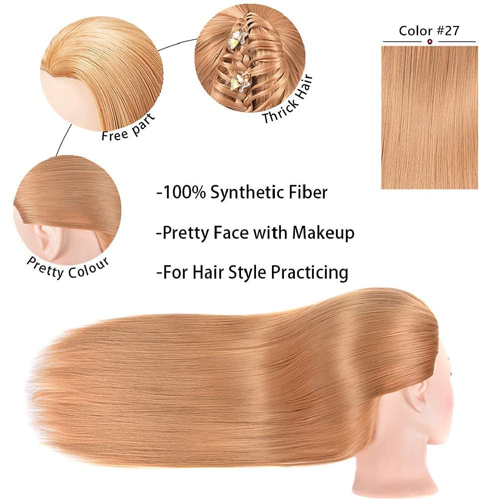 MORRIS blonde mannequin head in classroom setup for student practice.
