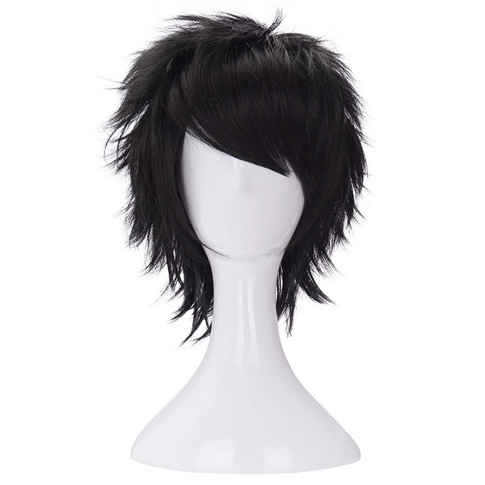 Morvally Short Messy Black Wig for cosplay-ready look with natural flow.