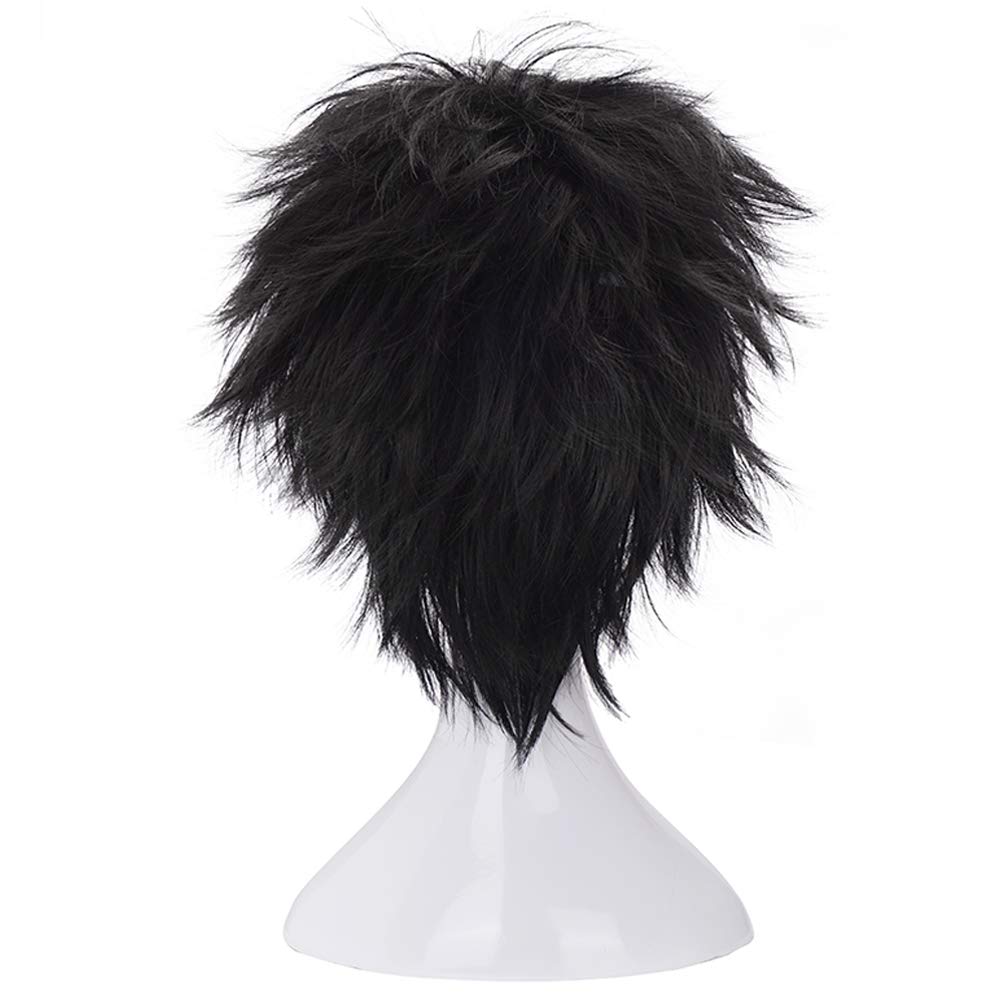 Morvally Short Messy Black Wig hairline detail for authenticity.
