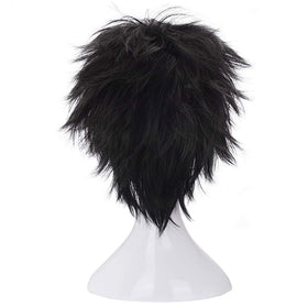 Morvally Short Messy Black Wig hairline detail for authenticity.