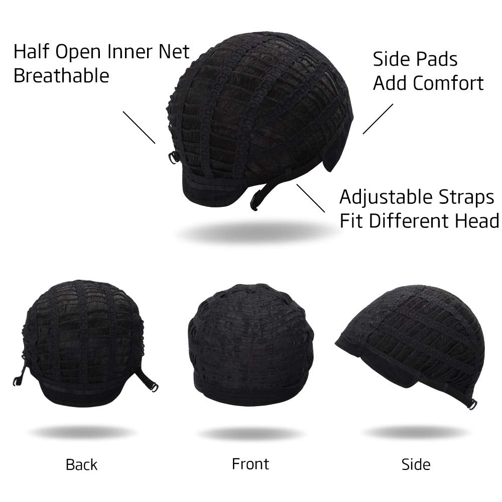 Morvally Short Messy Black Wig packaging includes a free wig cap.