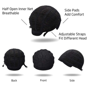 Morvally Short Messy Black Wig packaging includes a free wig cap.