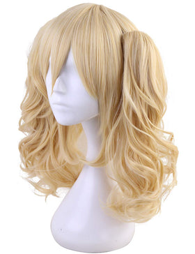 Morvally two clip ponytails added to a blonde bob wig