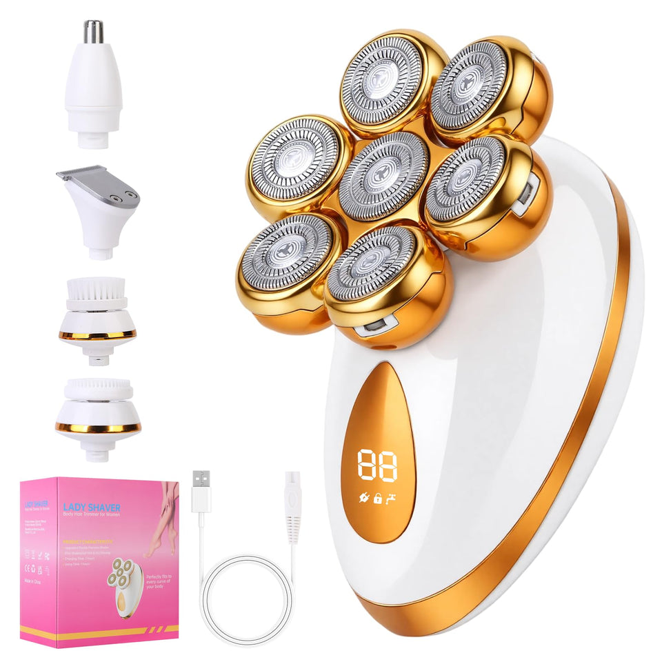 Mosago 7-head 5-in-1 shaver front view for full-body grooming