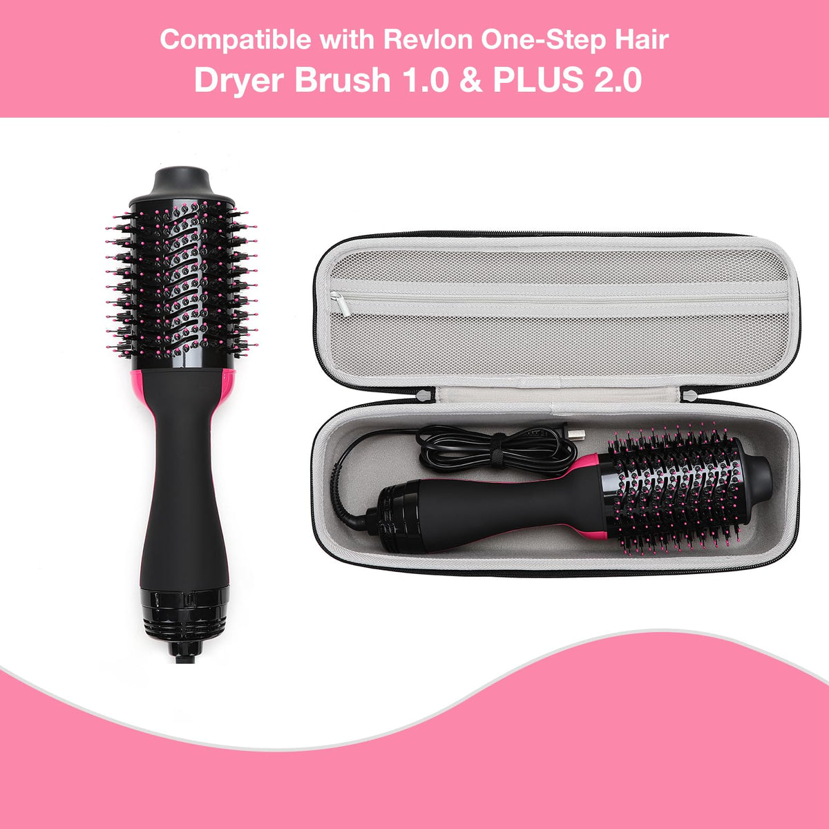 Soft velvet interior cushions the Revlon One-Step hair dryer brush for safe storage