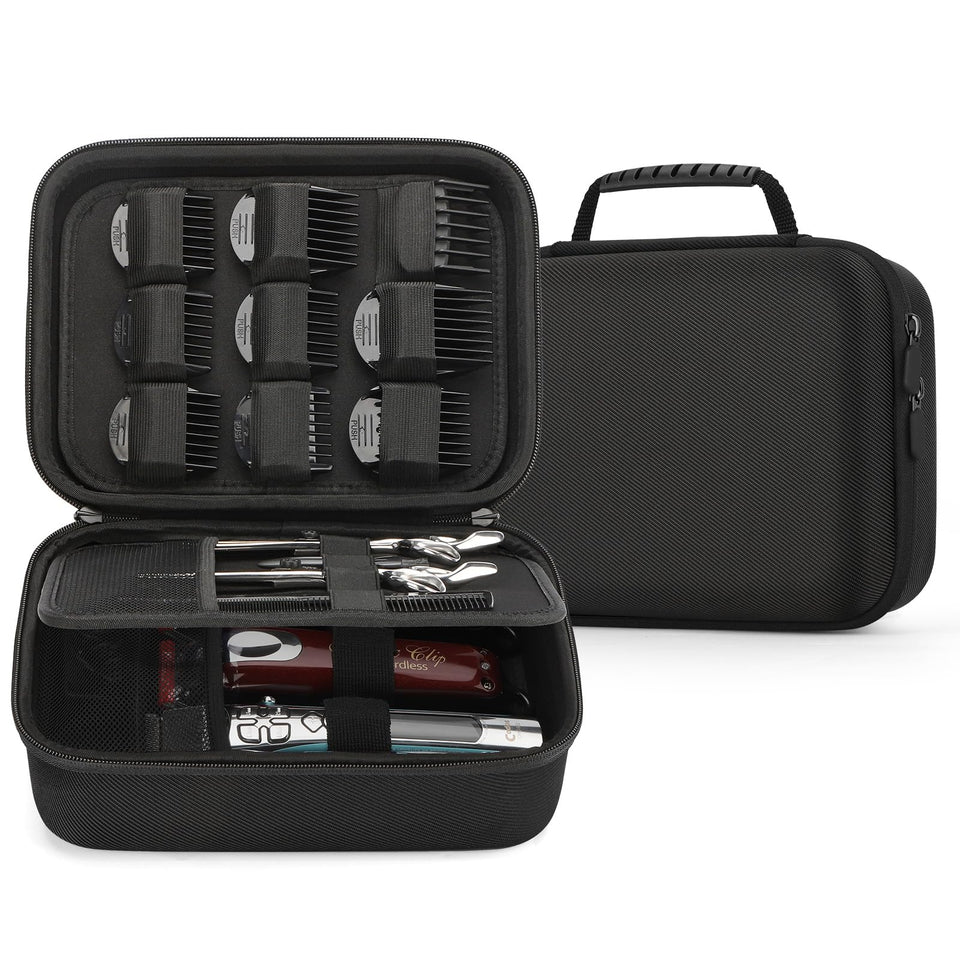 MOSLA hard barber accessories case keeping hair clippers secure for travel.