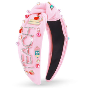 MOSOTECH pink knotted headband with crystals for a chic back-to-school look.