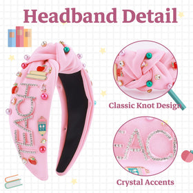 MOSOTECH pink headband with pearl accents for subtle elegance.