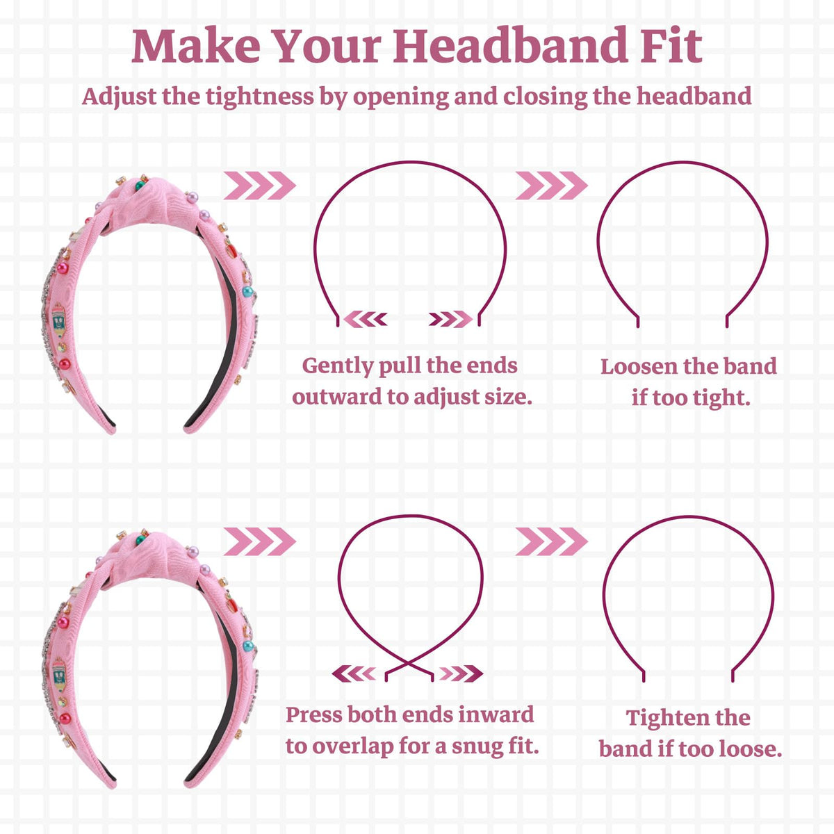 MOSOTECH headband top knot design for secure, comfortable fit.