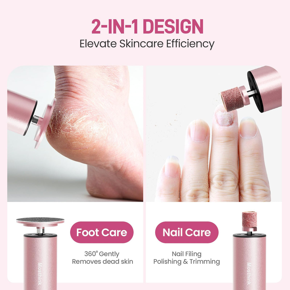 Mosthink 2-in-1 pedicure tool combines callus removal and nail grinding.