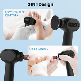 Mosthink cordless foot file shown with charging dock for on the go use