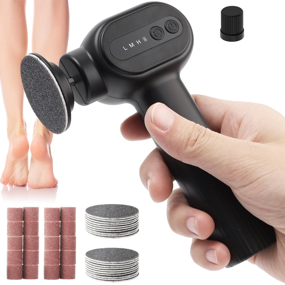 Mosthink Electric Callus Remover front view highlights ergonomic grip for comfortable use