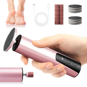 Mosthink electric foot callus remover pink in action for smoother feet.