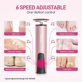 Mosthink 6-speed foot file for customizable exfoliation.
