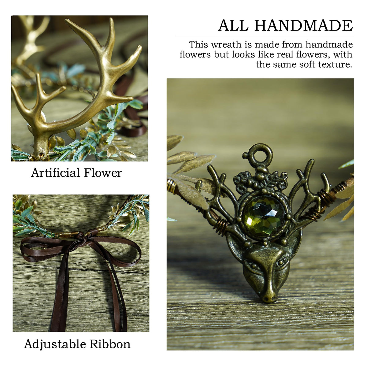 MOSTORY cosplay woodland crown on set, ideal for fairy and elf character aesthetics